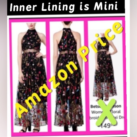 Gorgeous & Sexy Floral Mesh Betsey Johnson Dress w/MINI LINING - Picture 6 of 14